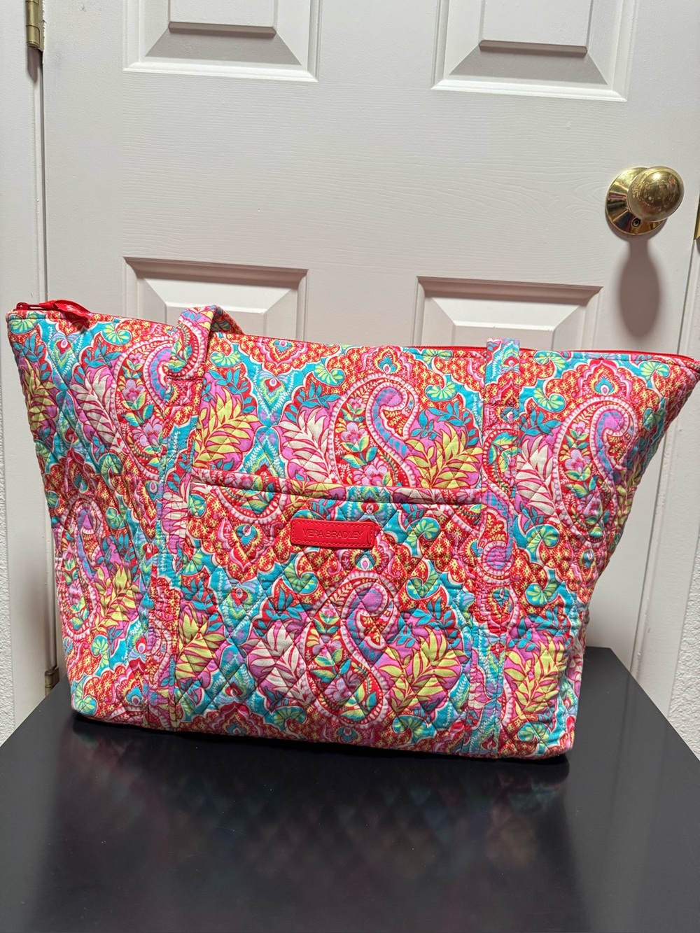 Vera Bradley Quilted Paisley in Paradise Miller Tote Bag Pink Turquoise Yellow